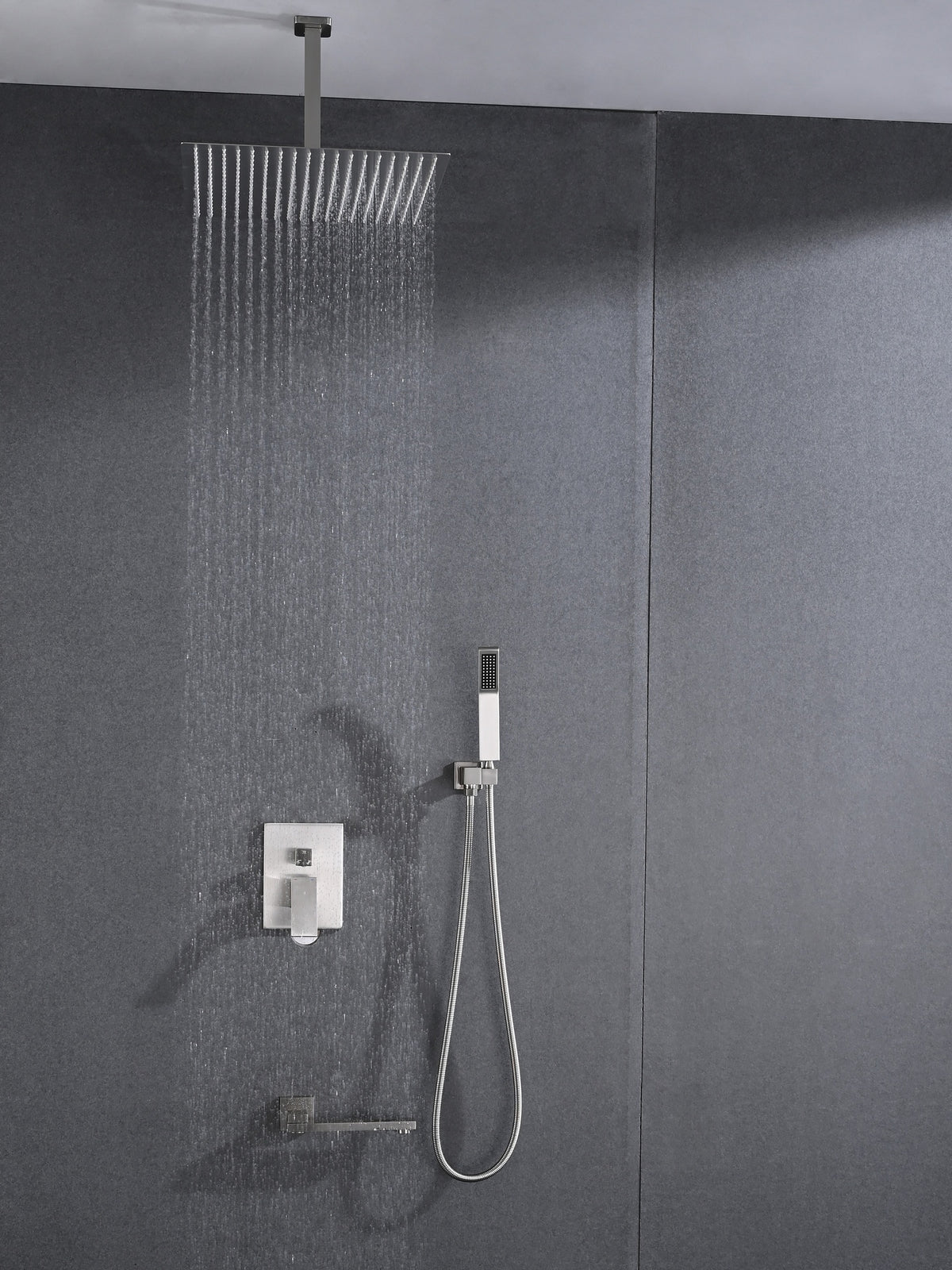 Ceiling Mounted Shower System Combo Set with Handheld and 16"Shower head