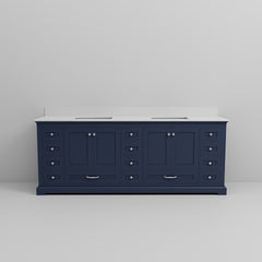 Navy Blue Double Bath Vanity 84 in. W x 22 in. D, with White Quartz Top