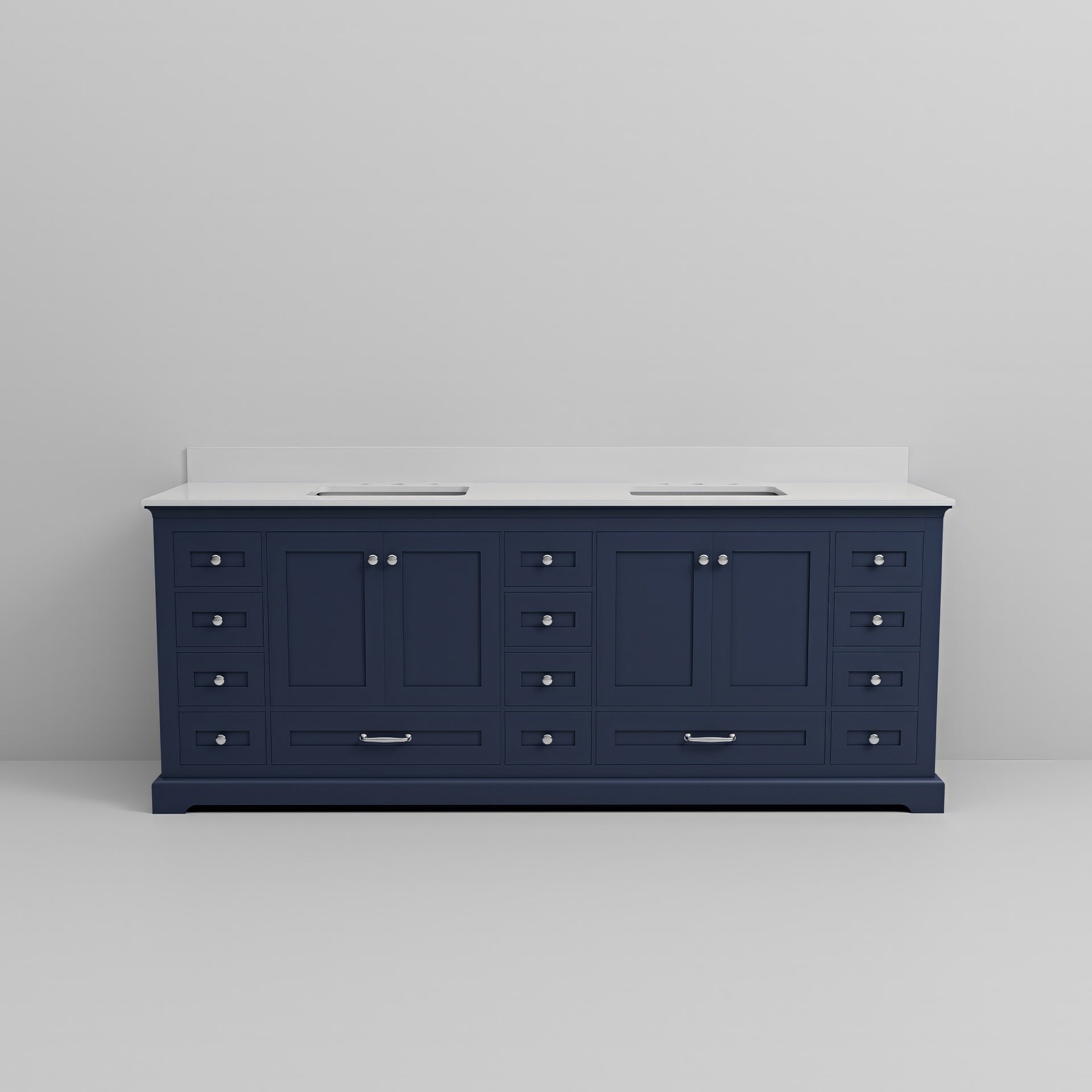 Navy Blue Double Bath Vanity 84 in. W x 22 in. D, with Cultured Marble Top