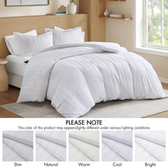 3-Piece Full Woven Striped Duvet Set