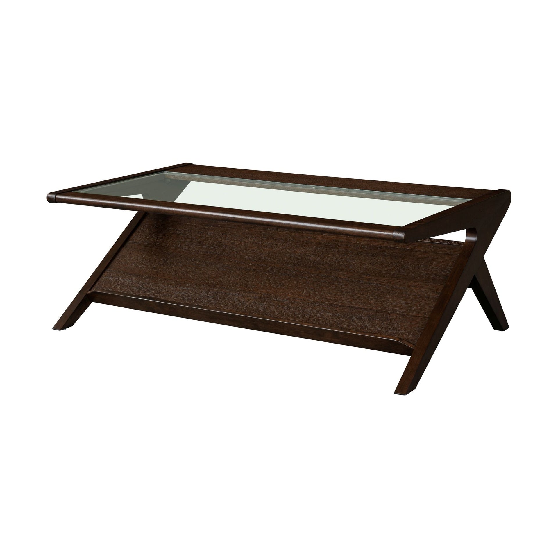 Rocket wood & tempered glass coffee table, Morocco Brown