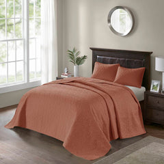 3 Piece Reversible Bedspread Set Clay Red King