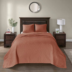 3 Piece Reversible Bedspread Set Clay Red King