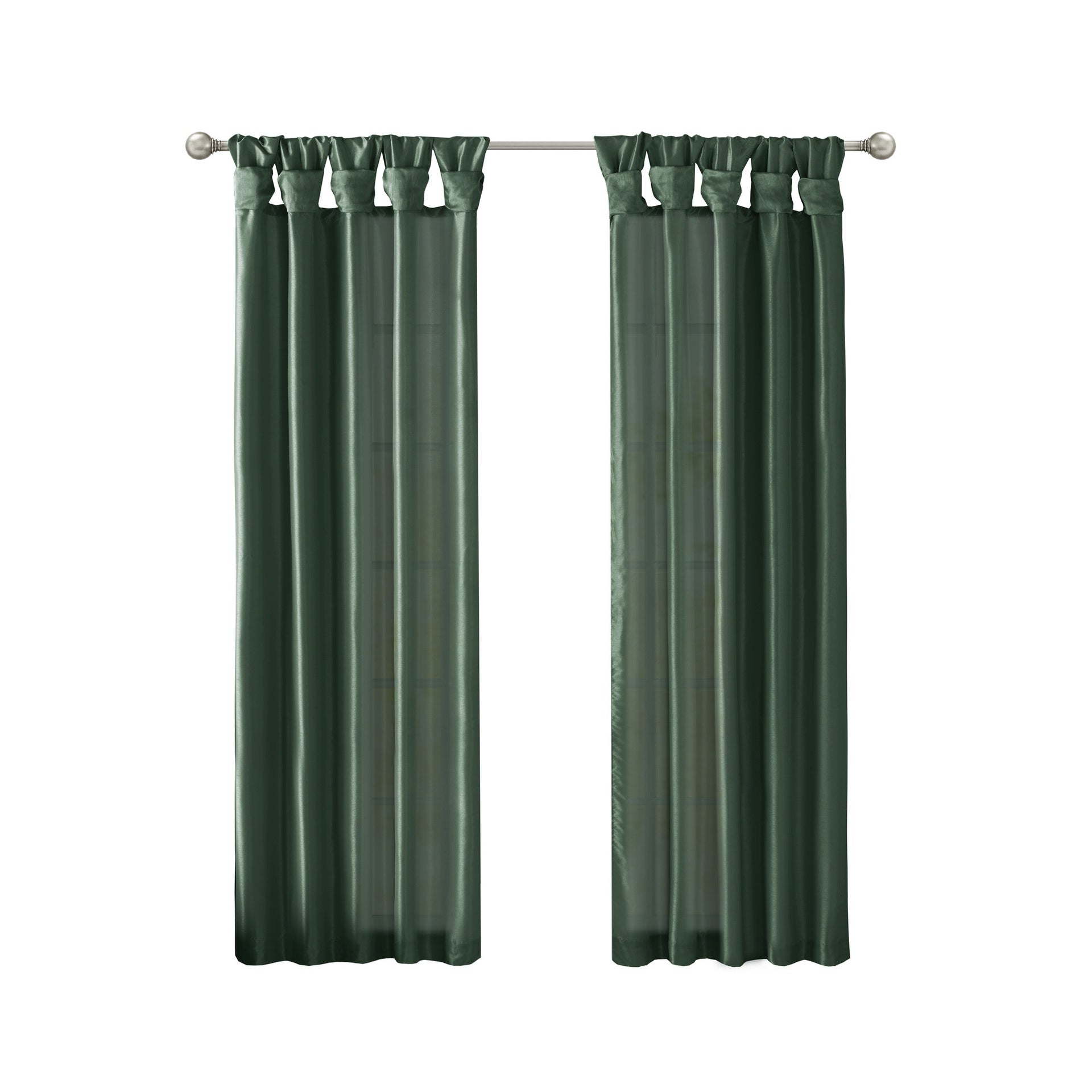 Twist Tab Lined Window Curtain Panel Green 50x84"