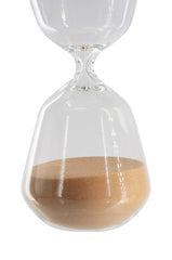 Set of 2 Clear Hourglass,Terracotta Sand, S: 3.3x3.3x8" 30-Minute, L: 3.5x3.5x10" 45-Minute