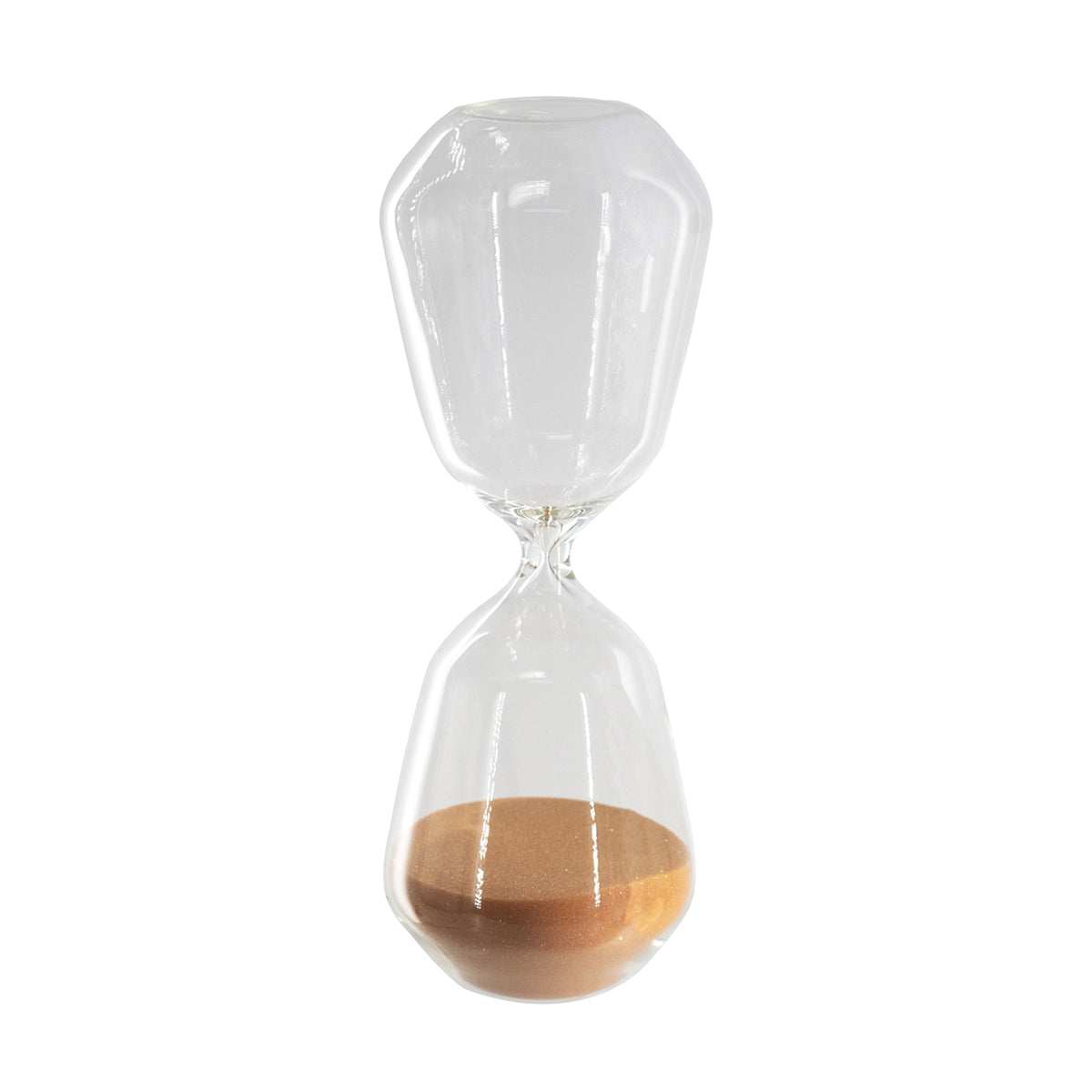 Set of 2 Clear Hourglass,Terracotta Sand, S: 3.3x3.3x8" 30-Minute, L: 3.5x3.5x10" 45-Minute