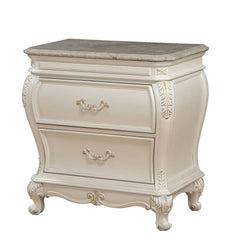 Chantelle Pearl White Finish Nightstand W/Granite Top