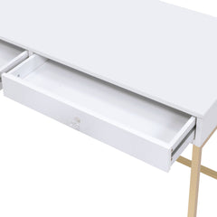 Ottey White High Gloss & Gold Finish Writing Desk