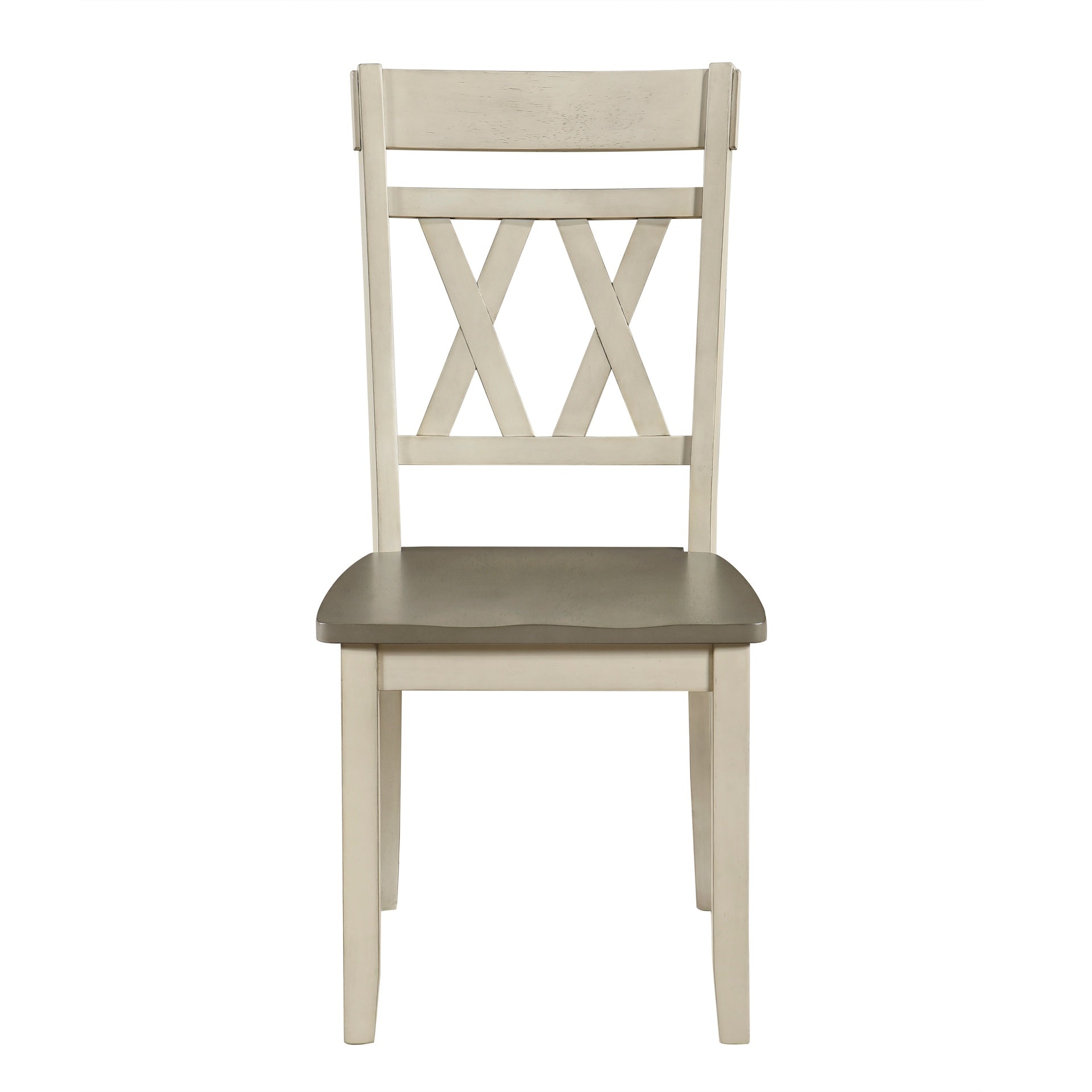 Modern Design Side Chairs 2pc Set Antique White Finish Wood Frame Classic X-Back Farmhouse Contemporary Dining Furniture