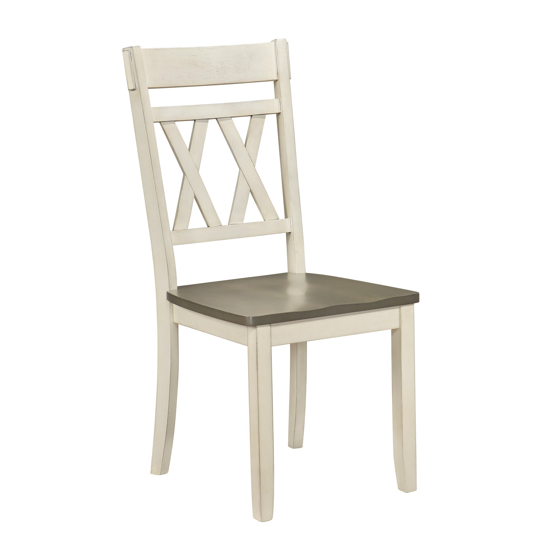 Modern Design Side Chairs 2pc Set Antique White Finish Wood Frame Classic X-Back Farmhouse Contemporary Dining Furniture