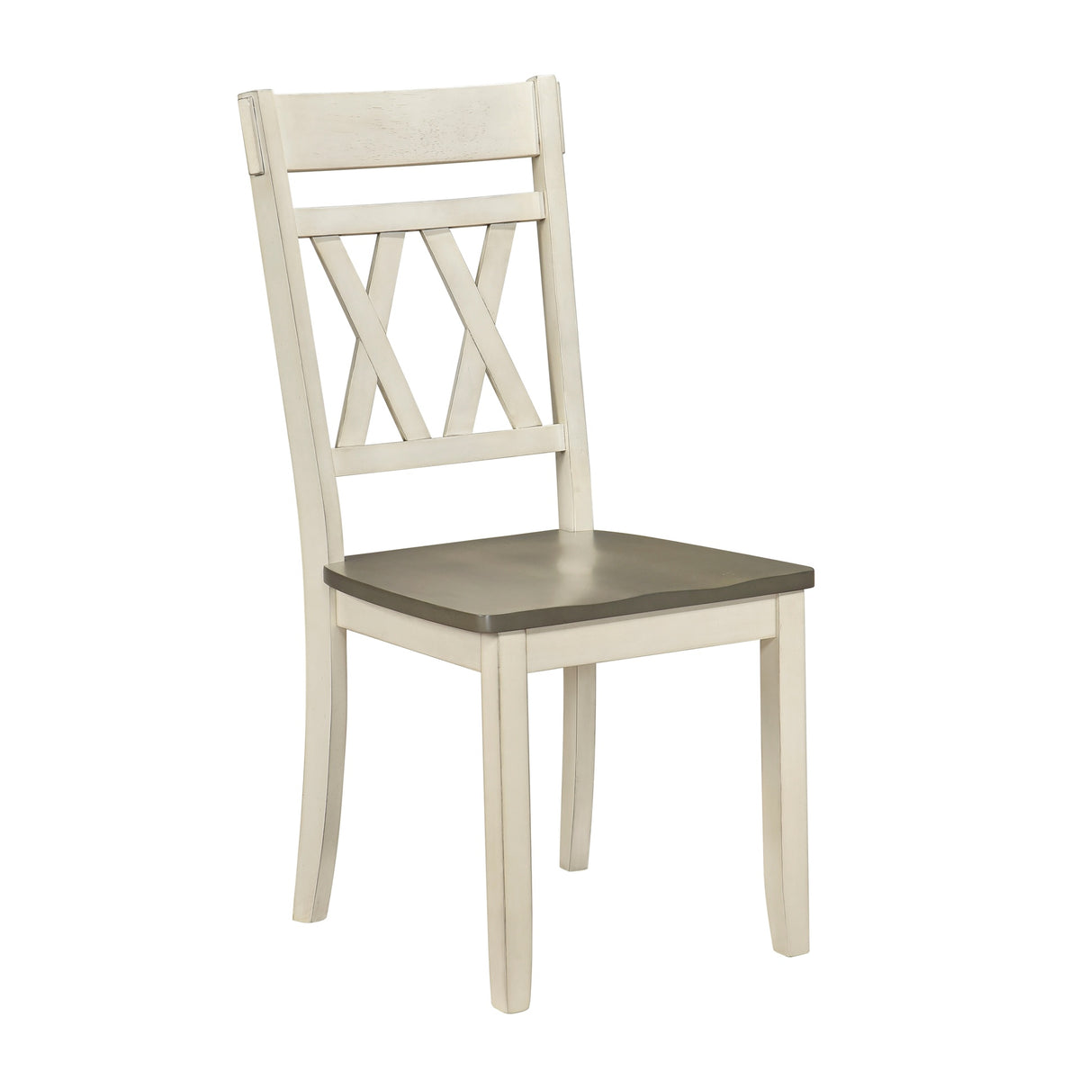 Modern Design Side Chairs 2pc Set Antique White Finish Wood Frame Classic X-Back Farmhouse Contemporary Dining Furniture