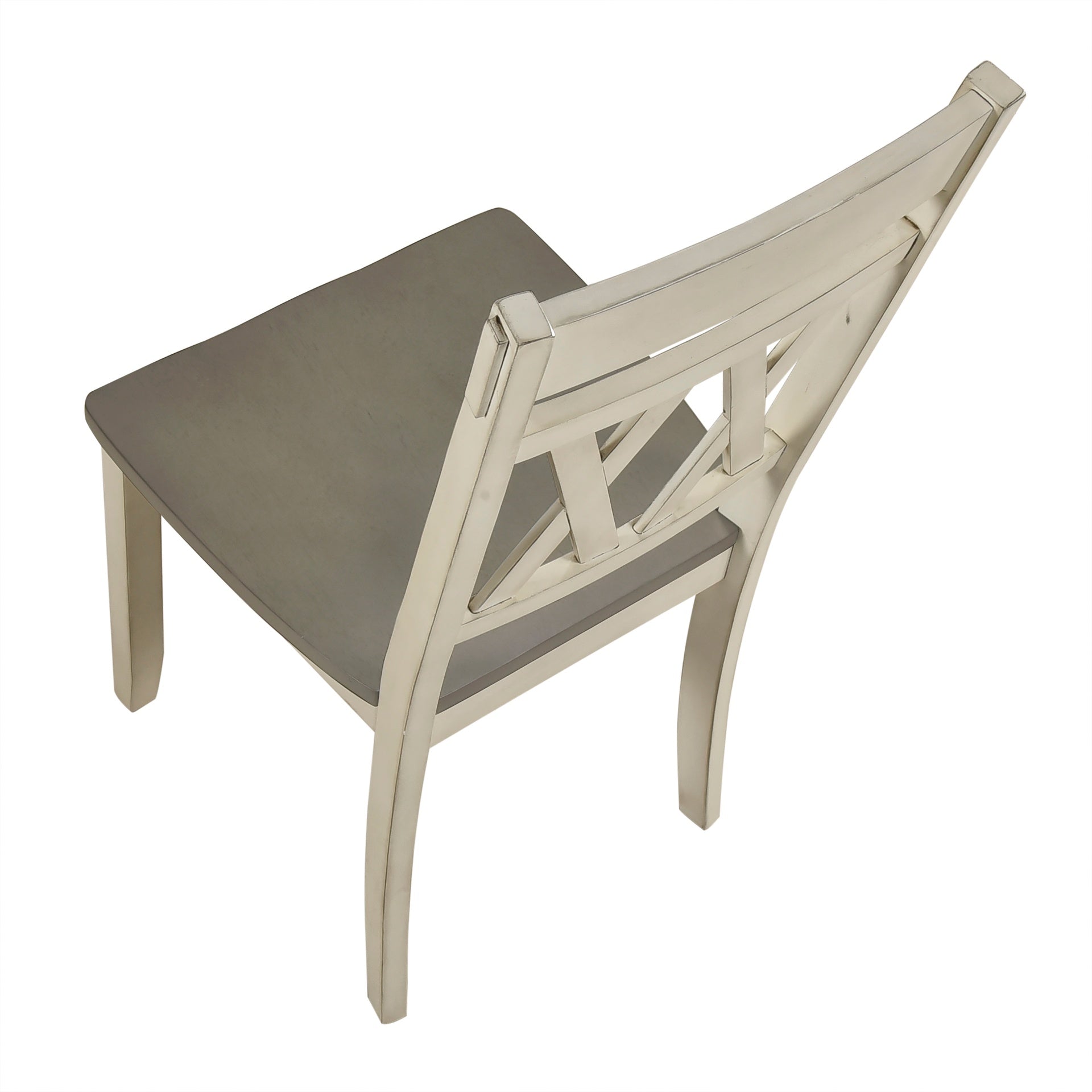 Modern Design Side Chairs 2pc Set Antique White Finish Wood Frame Classic X-Back Farmhouse Contemporary Dining Furniture