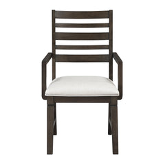 Classic Style Dark Espresso Finish Arm Chair Set of 2pc, Upholstery Seat Wooden Dining Furniture