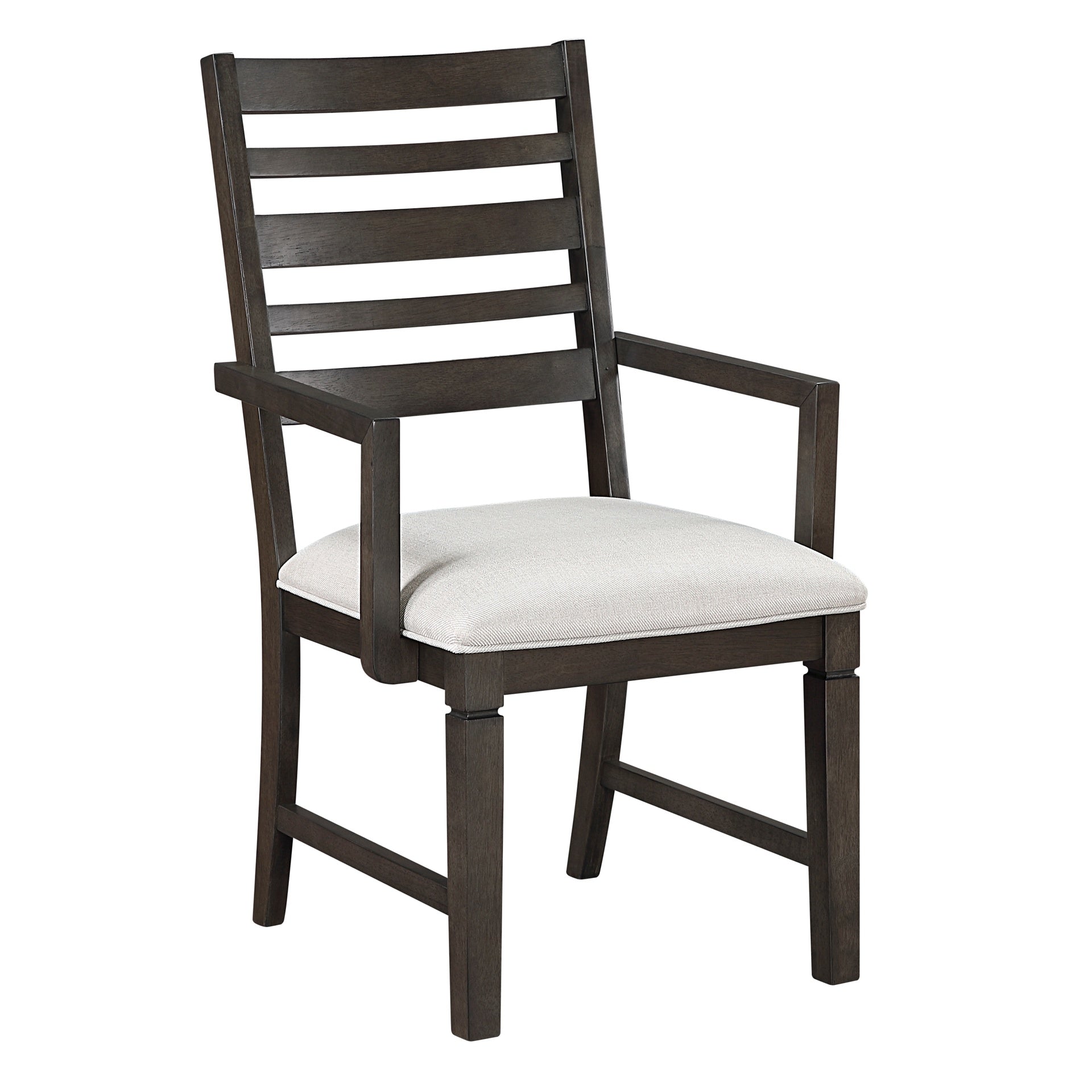 Classic Style Dark Espresso Finish Arm Chair Set of 2pc, Upholstery Seat Wooden Dining Furniture
