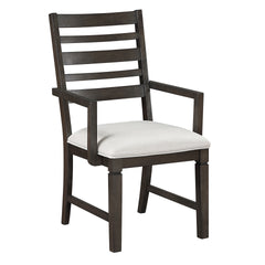 Classic Style Dark Espresso Finish Arm Chair Set of 2pc, Upholstery Seat Wooden Dining Furniture