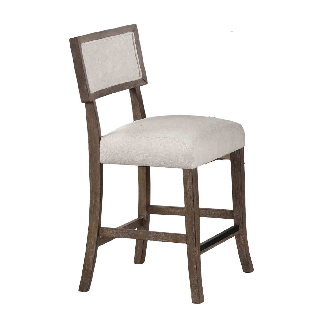 Contemporary Style 2pc Counter Height Stool Upholstered Seat And Back Rest Dark Walnut And Light Gray Finish Dining Room