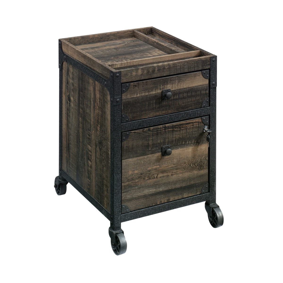 2-Drawer Mobile File Pedestal, Brown finish