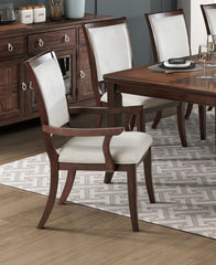 Formal Traditional 9pc Dining Set Table and Chairs Separate Extension Cherry Finish with Dark Walnut Inlay Wooden Furniture