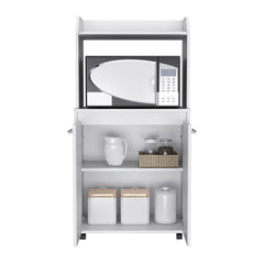 Kitchen Cart Totti, Double Door Cabinet, One Open Shelf, Two Interior Shelves, White Finish