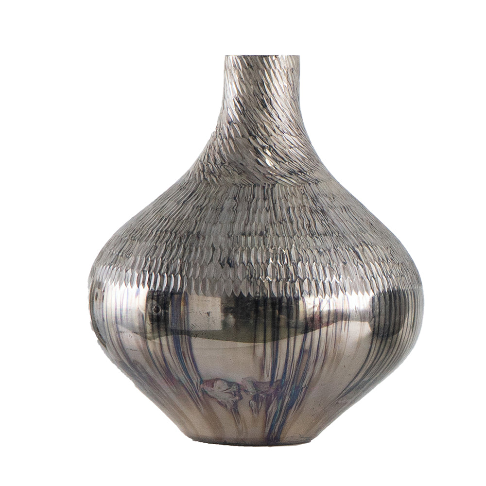 D9x10" Glass Silver Vase