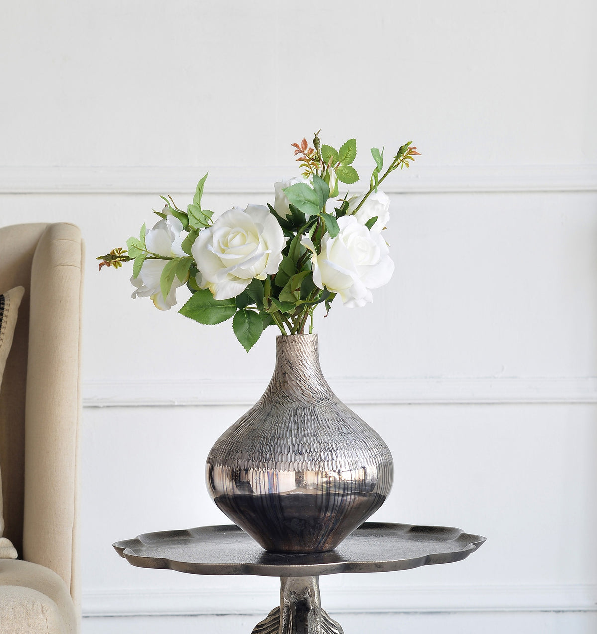 D9x10" Glass Silver Vase
