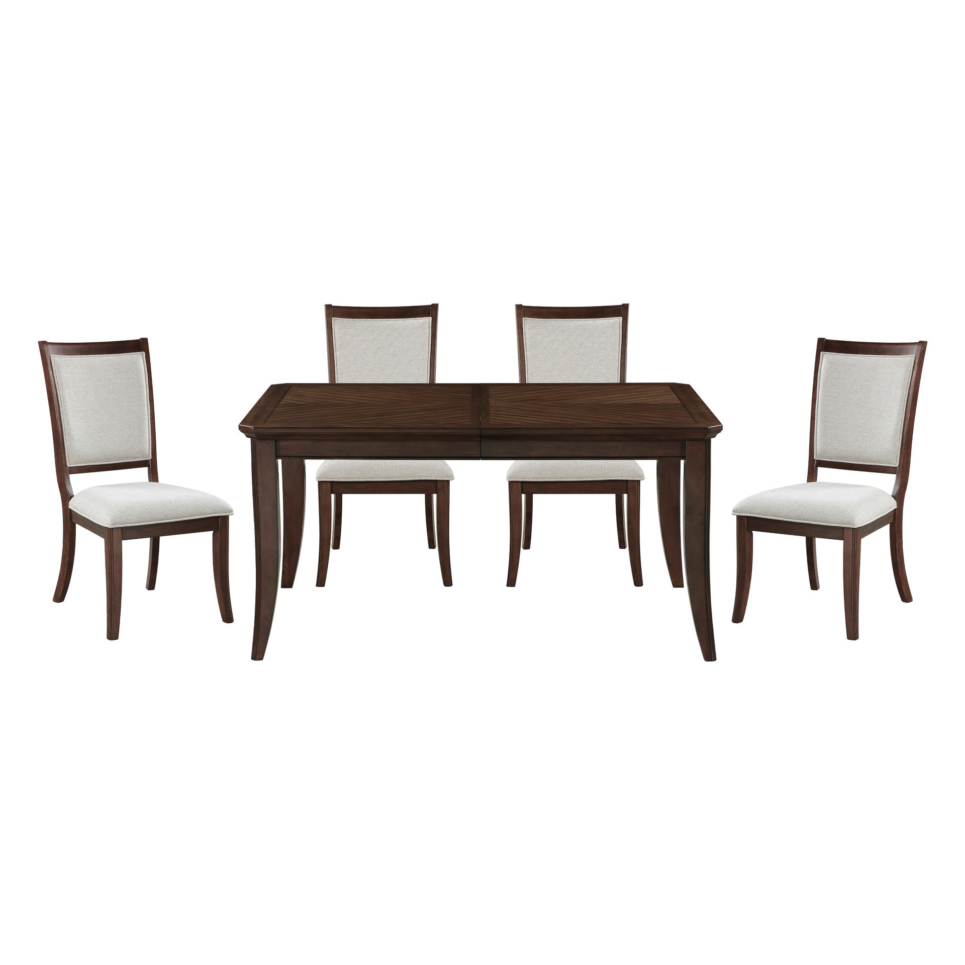 Formal Traditional 5pc Dining Set Table and Chairs Separate Extension Cherry Finish with Dark Walnut Inlay Wooden Furniture