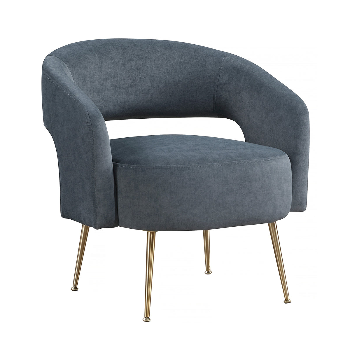 Modern Dark Gray Soft Velvet Accent Chair Plush Foam Comfort Upholstery Gold Finish Legs Luxurious Living Room Furniture 1pc