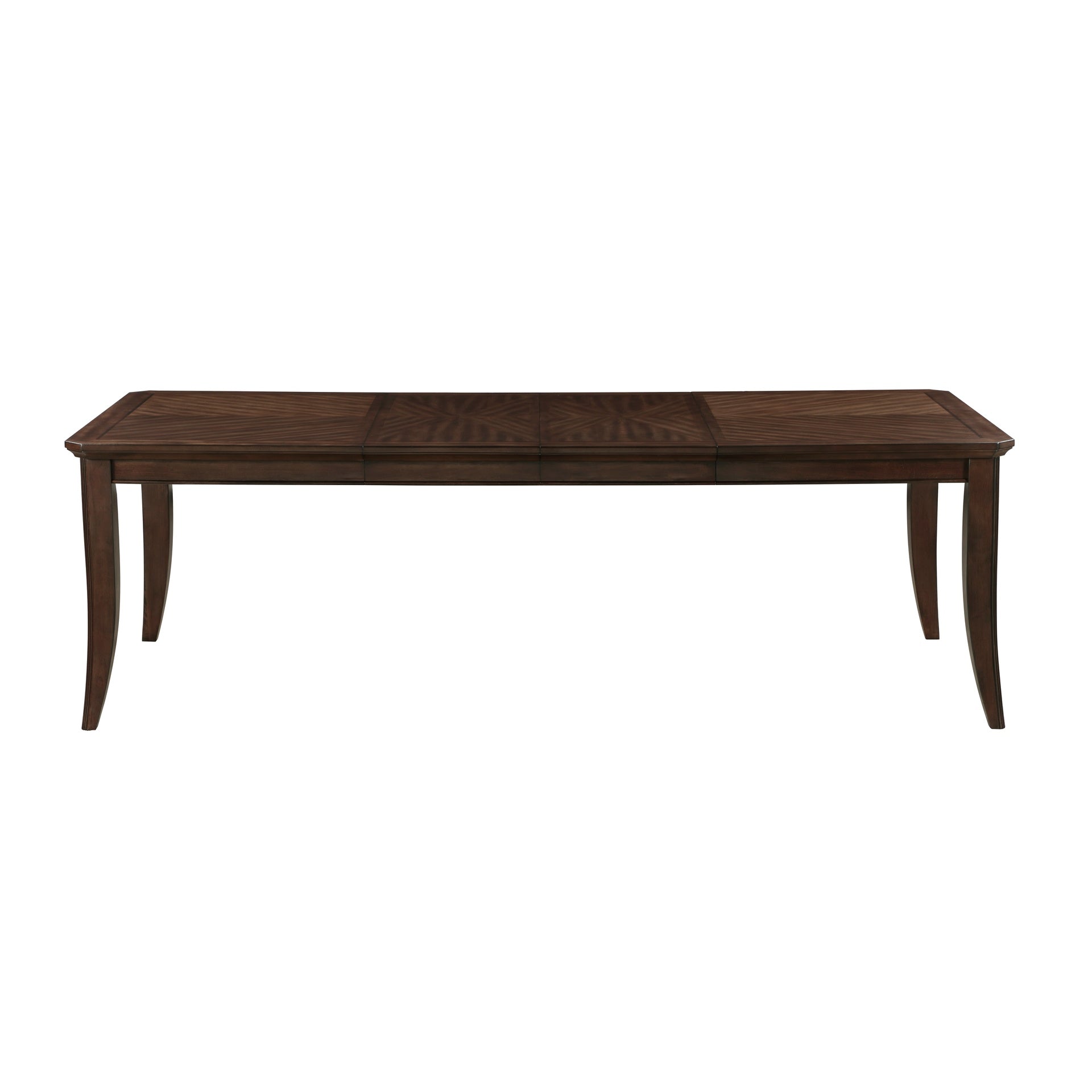 Traditional Dining Table with Extension Leaf Cherry Finish with Dark Walnut Inlay Wooden Formal Dinng Room Furniture