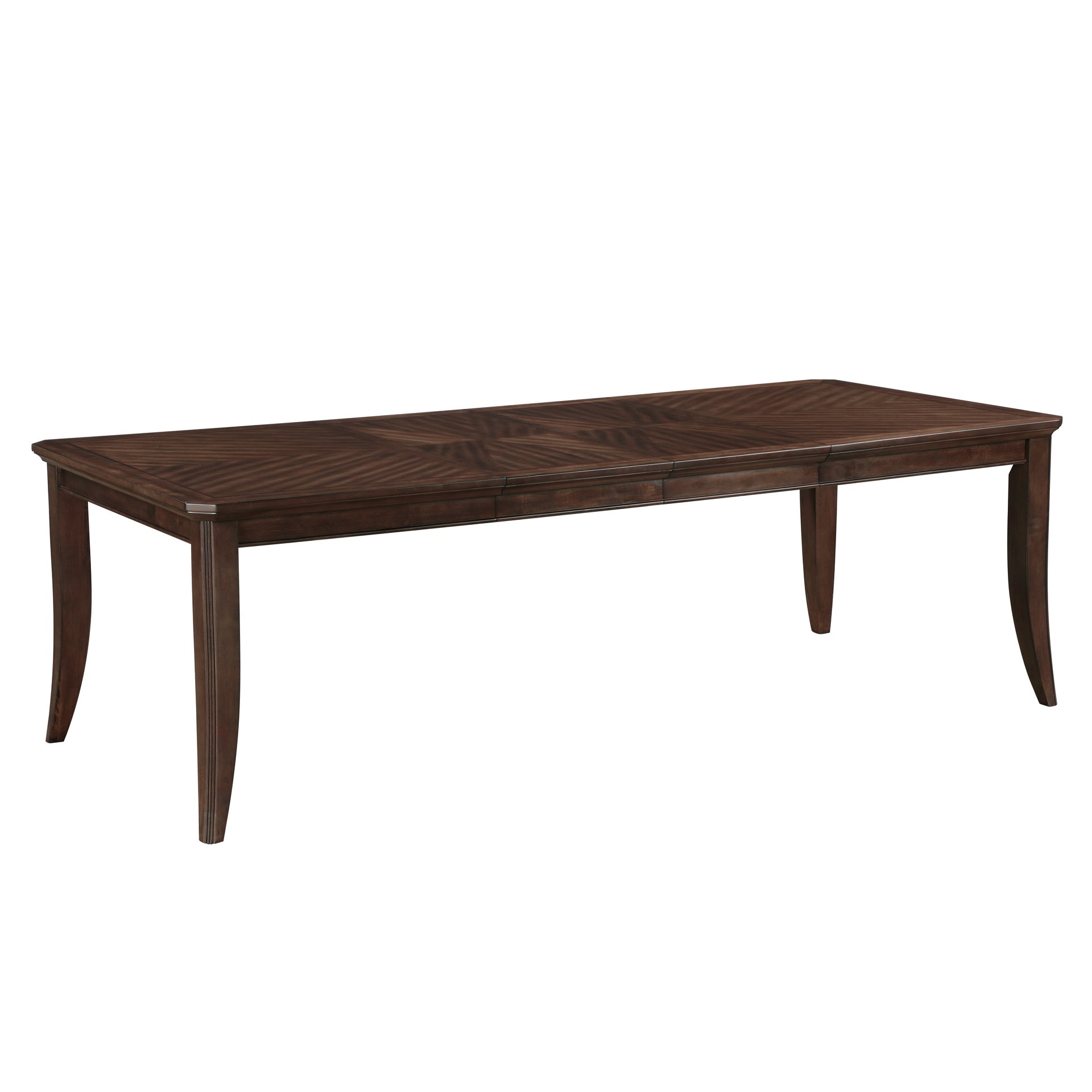 Traditional Dining Table with Extension Leaf Cherry Finish with Dark Walnut Inlay Wooden Formal Dinng Room Furniture