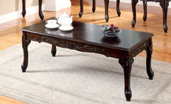 3pc Coffee Table Traditional Style Dark Cherry Finish Cabriole Legs And Intricate Design 1x Coffee Table 2x End Table