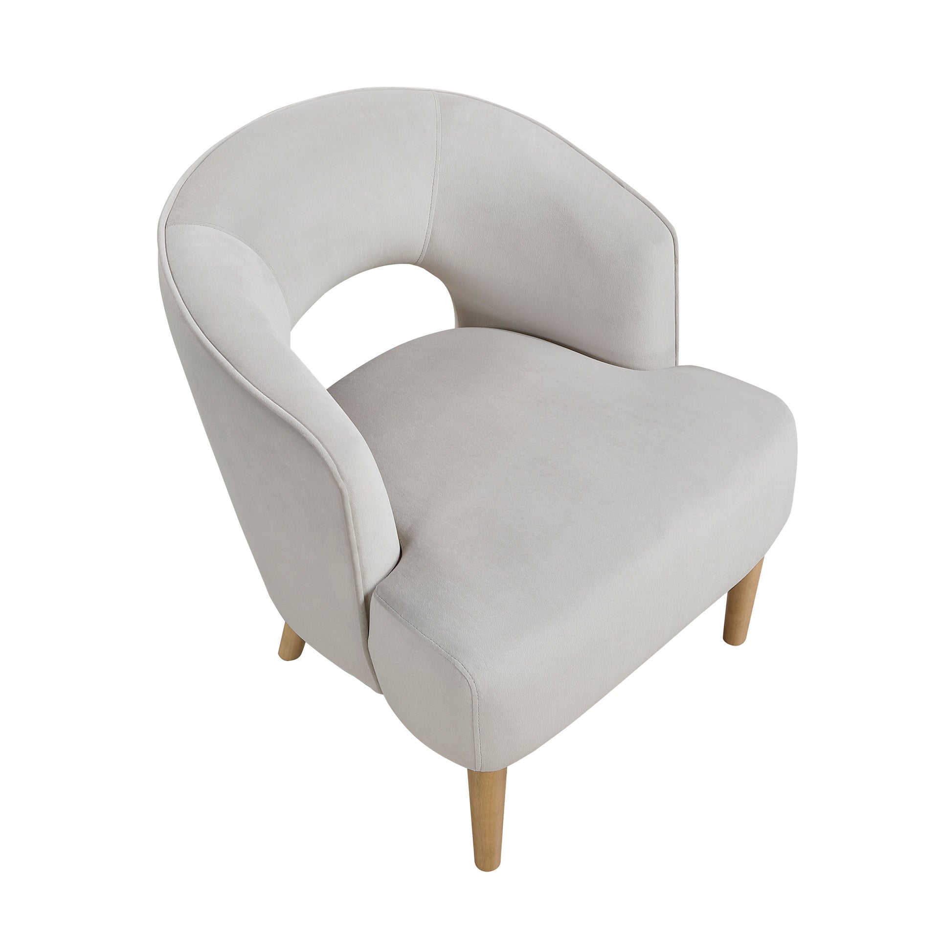 Luxury Home Unique Style Accent Chair Gray Velvet Plush Seat Solid Wood Legs Contemporary Living Room Furniture 1pc