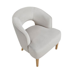 Luxury Home Unique Style Accent Chair Gray Velvet Plush Seat Solid Wood Legs Contemporary Living Room Furniture 1pc