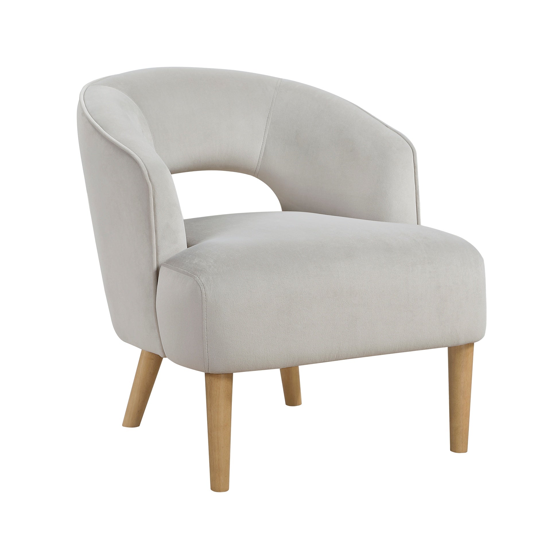 Luxury Home Unique Style Accent Chair Gray Velvet Plush Seat Solid Wood Legs Contemporary Living Room Furniture 1pc