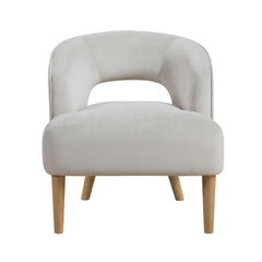 Luxury Home Unique Style Accent Chair Gray Velvet Plush Seat Solid Wood Legs Contemporary Living Room Furniture 1pc