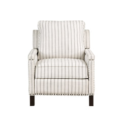 Traditional Living Room Furniture Push Back Reclining Chair 1pc Textured Fabric Upholstery Nailhead Trim Solid Wood Frame