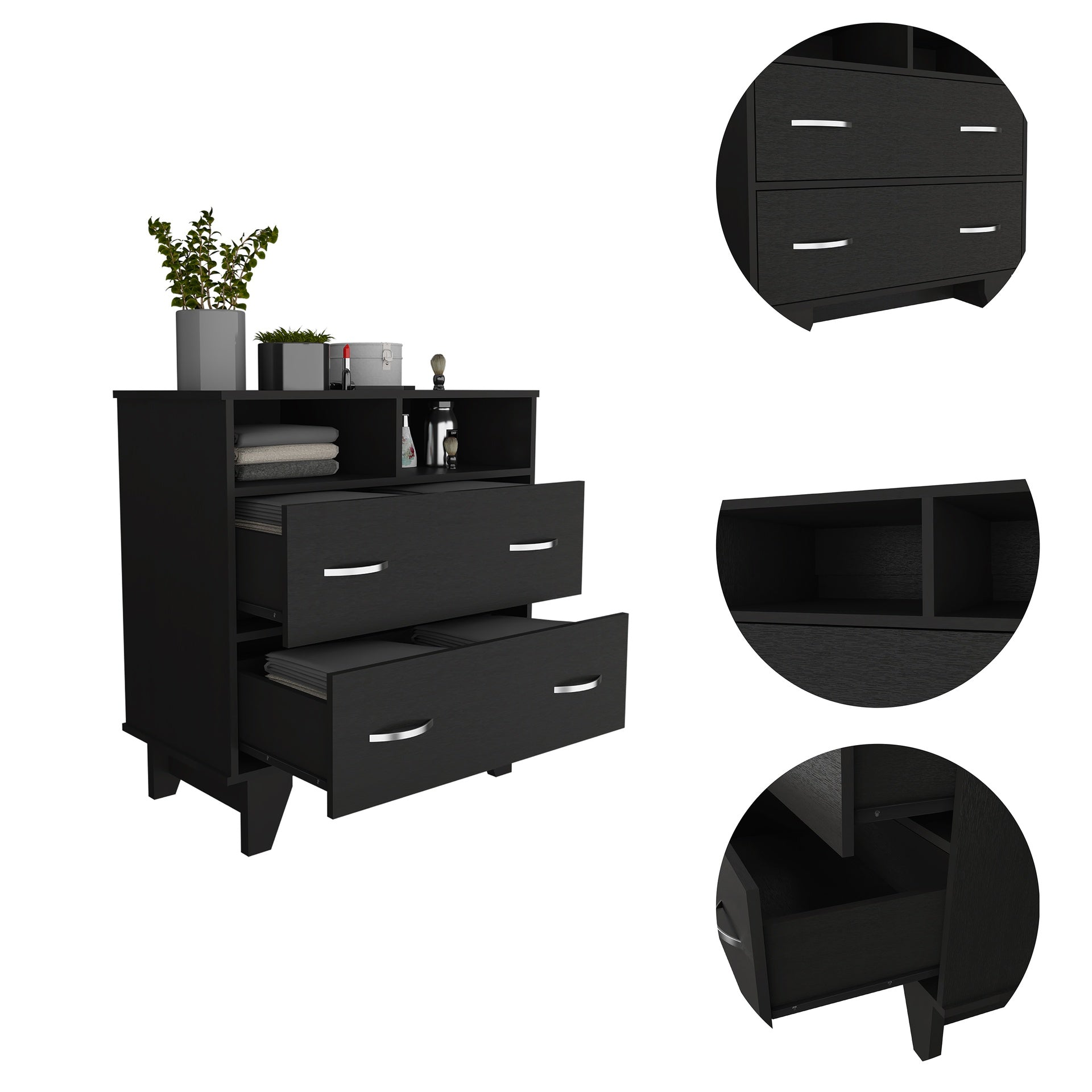 2-Drawer 2-Shelf Dresser Wenge