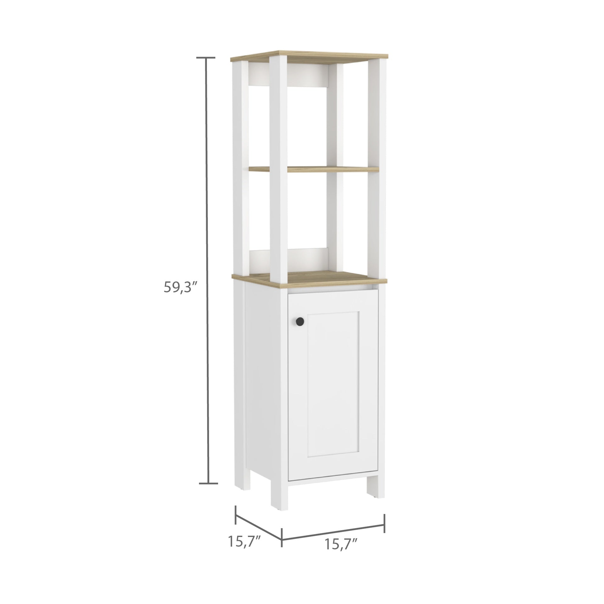 Arctic Linen Cabinet, With Four Shelves, Single Door Cabinet