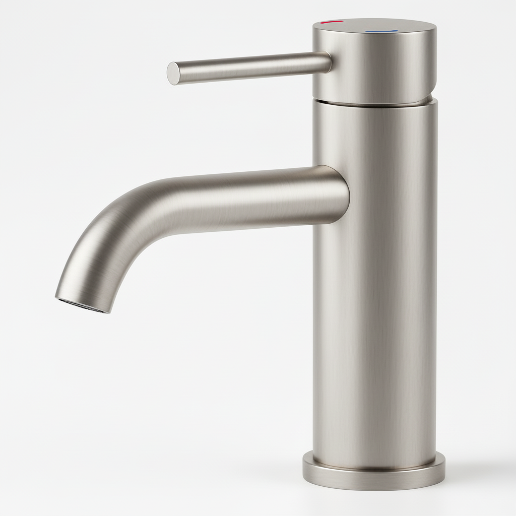 Single Handle Bathroom Faucet Lavatory Faucet Stainless Steel Single Hole-T10, Brushed Nickel