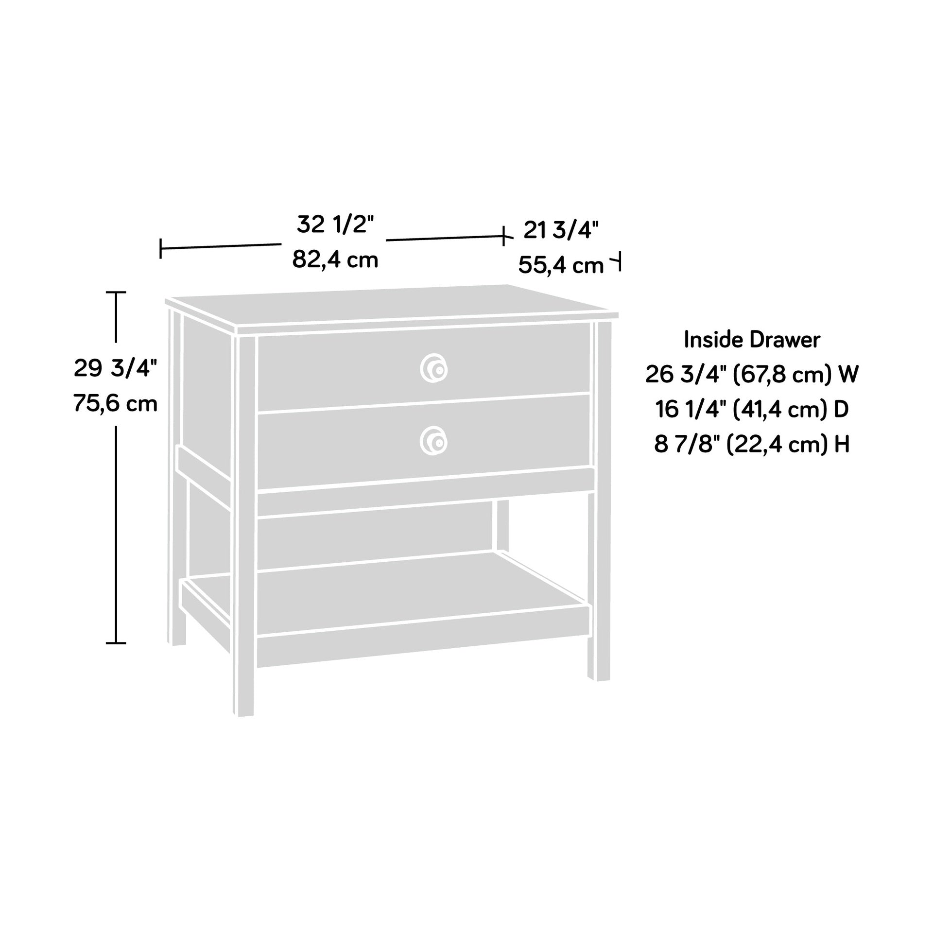 Lateral File with Rustic Style, Brown finish