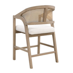 Wooden Frame Counter stool with rattan back-Light Ash-set of 2