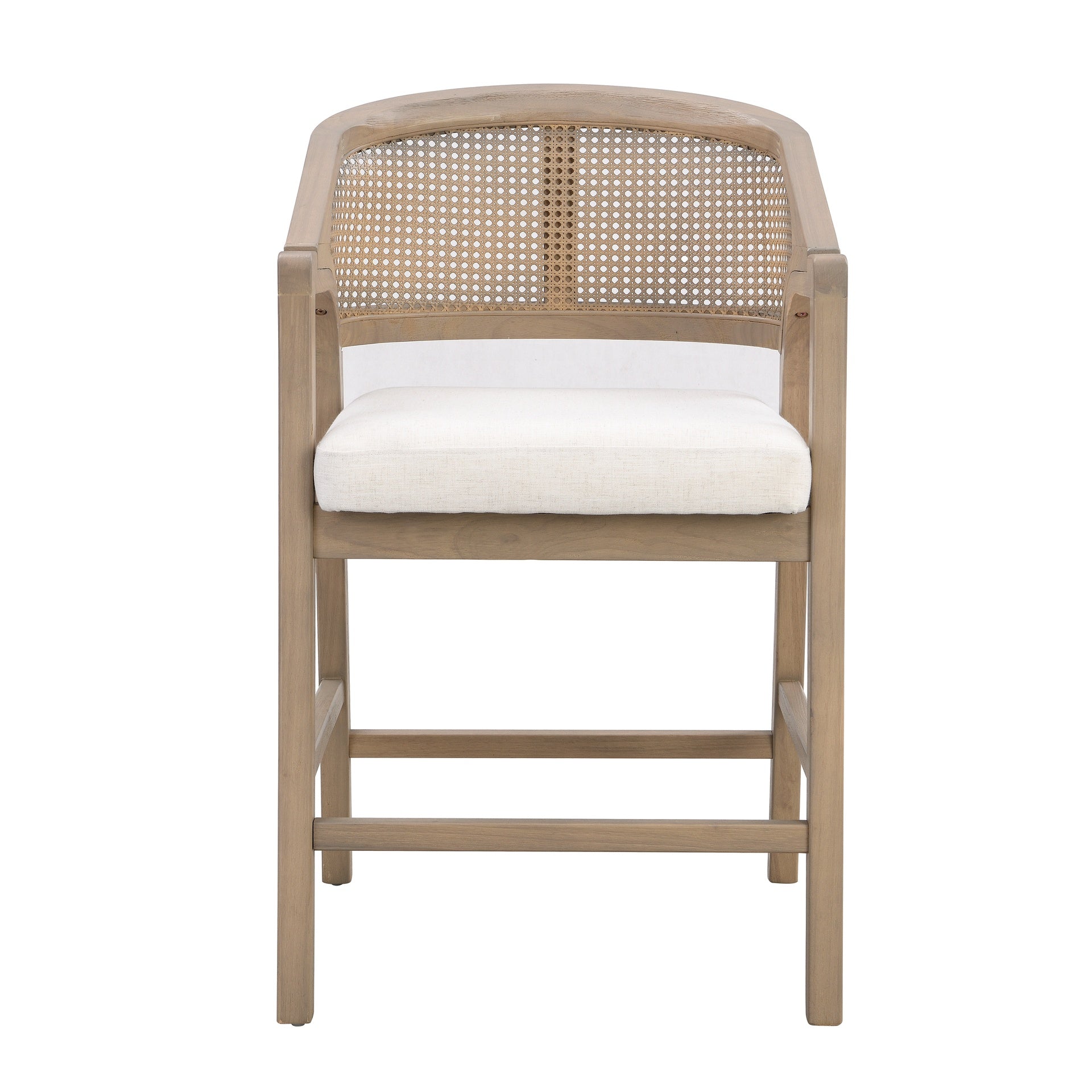 Wooden Frame Counter stool with rattan back-Light Ash-set of 2
