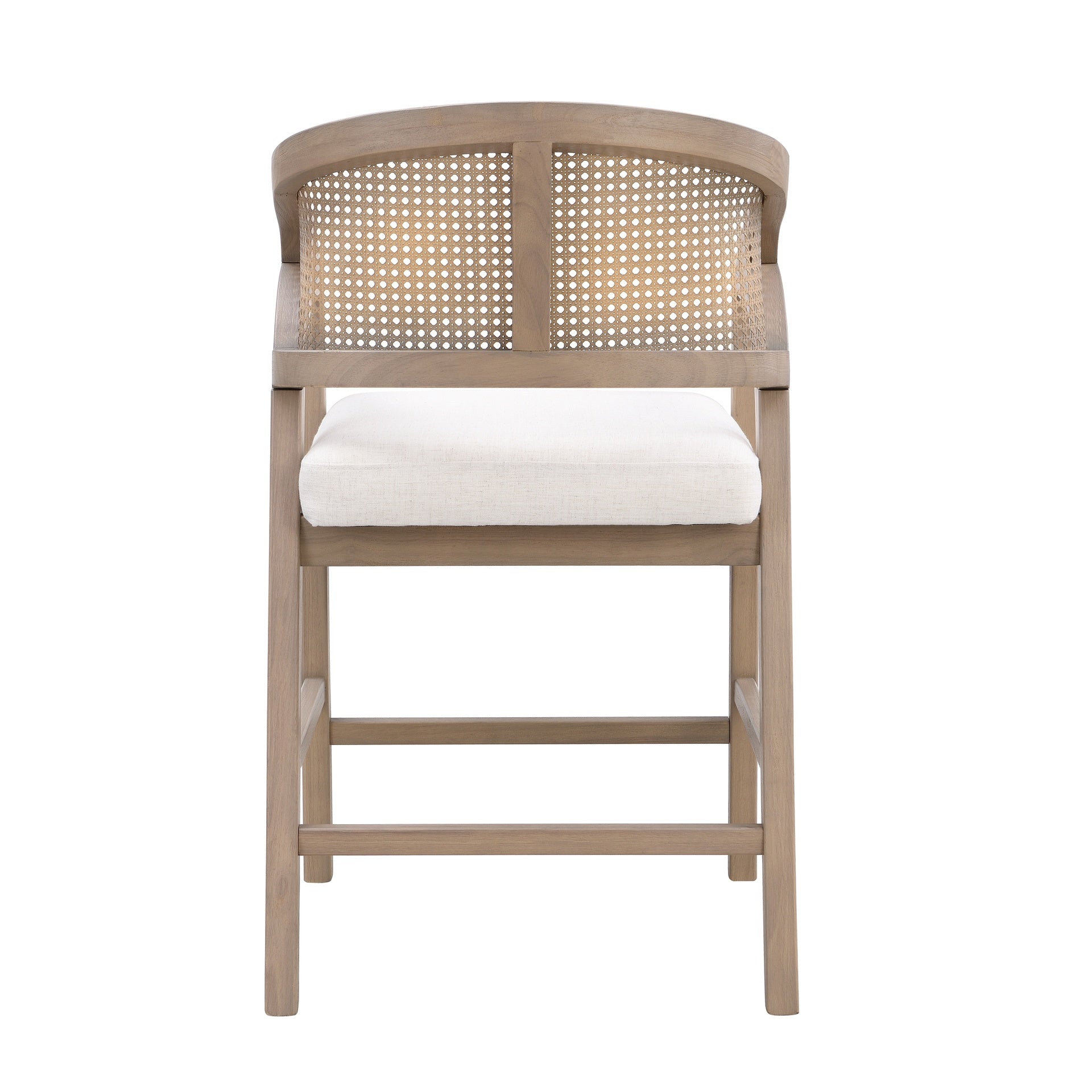 Wooden Frame Counter stool with rattan back-Light Ash-set of 2