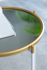 Set of 2 Mirrored Top Side Table, L:D18x23.5" S:D16x20"