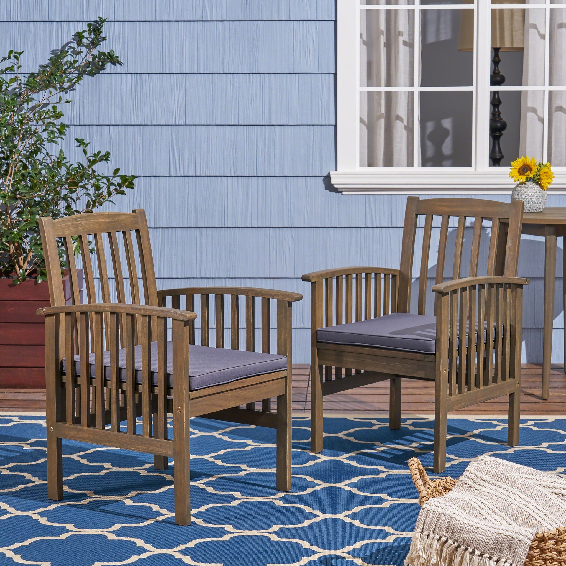 CASA ACACIA DINING CHAIR,2PCS with 2 Cushions