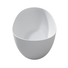 65 Inch Solid Surface Soaking Bathtub - Deep Soak Freestanding Tub