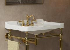 VICI 28" Bathroom Ceramic Basin with 3 pre-drilled hole, NO Cabinet and Faucet, White