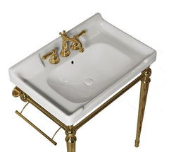 VICI 28" Bathroom Ceramic Basin with 3 pre-drilled hole, NO Cabinet and Faucet, White