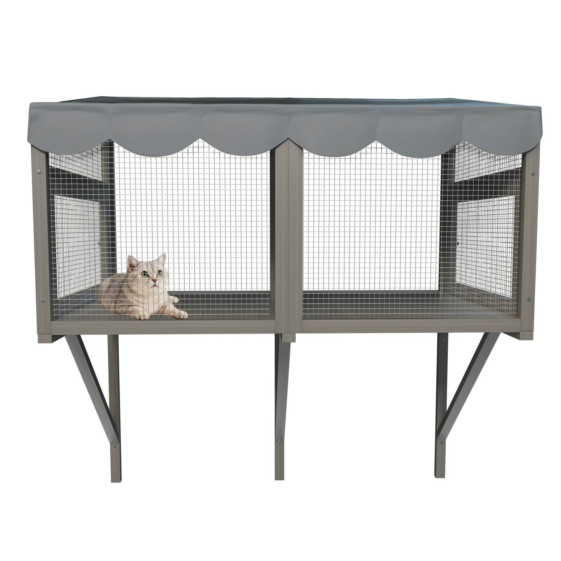 Cat Catio, Window Box Enclosure for Indoor Cats, Wooden Window Perch House, Expandable for Multi Kittens, Secure Comfortable Outdoor Haven for Pets