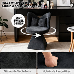 Vanity Chair with Butterfly Back,Swivel Accent Chair Dining Chairs,Makeup Stool for Bedroom Dressing Table,Suitable for Living Room,Dining Room,Study,Recreational Areas Black