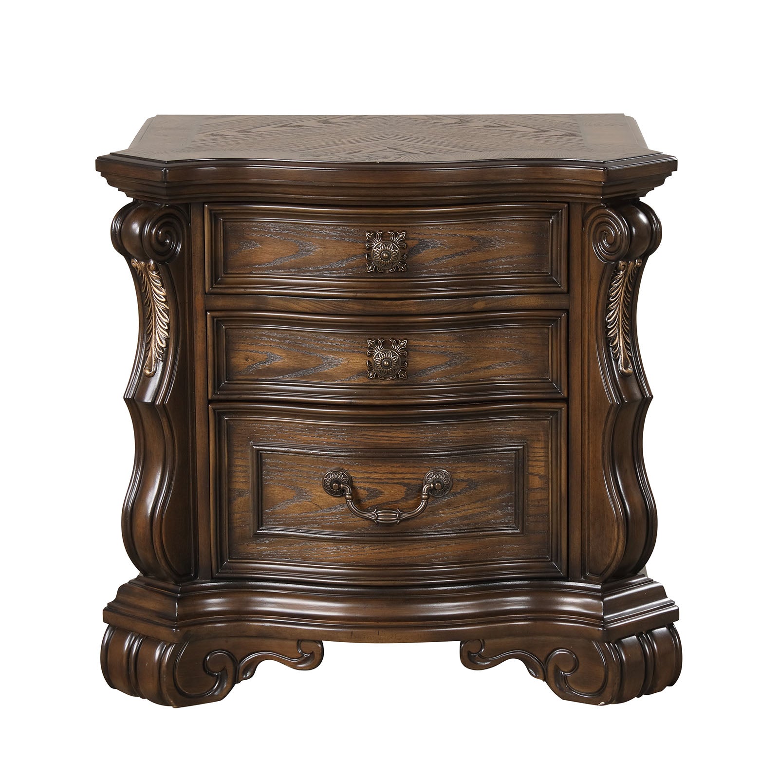 Traditional Style 1pc Nightstand Ball Bearing Glide Extended Corbels French And English Dovetail Drawers USB Port Dark Brown Finish Bedroom Furniture